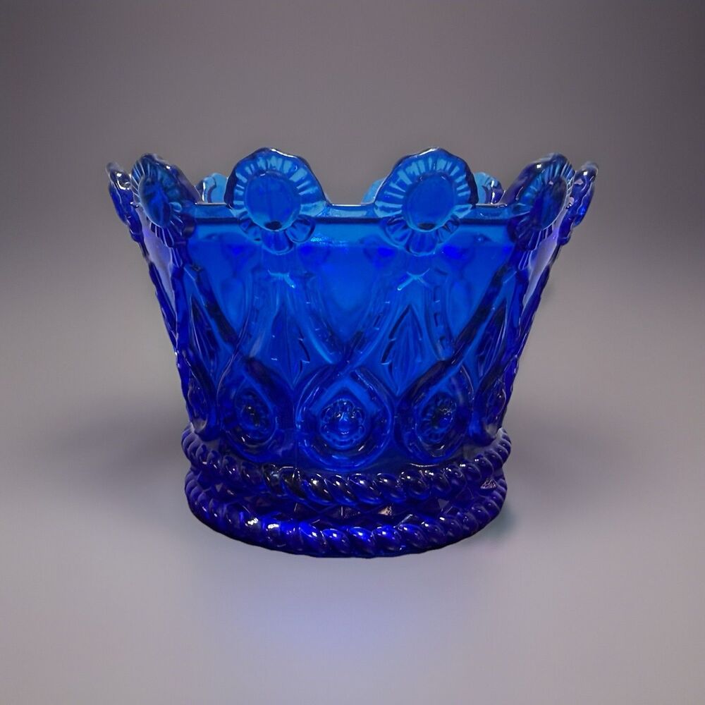 Fostoria Hapsburg Cobalt Blue Crown Glass Candy Dish No Lid Romantic